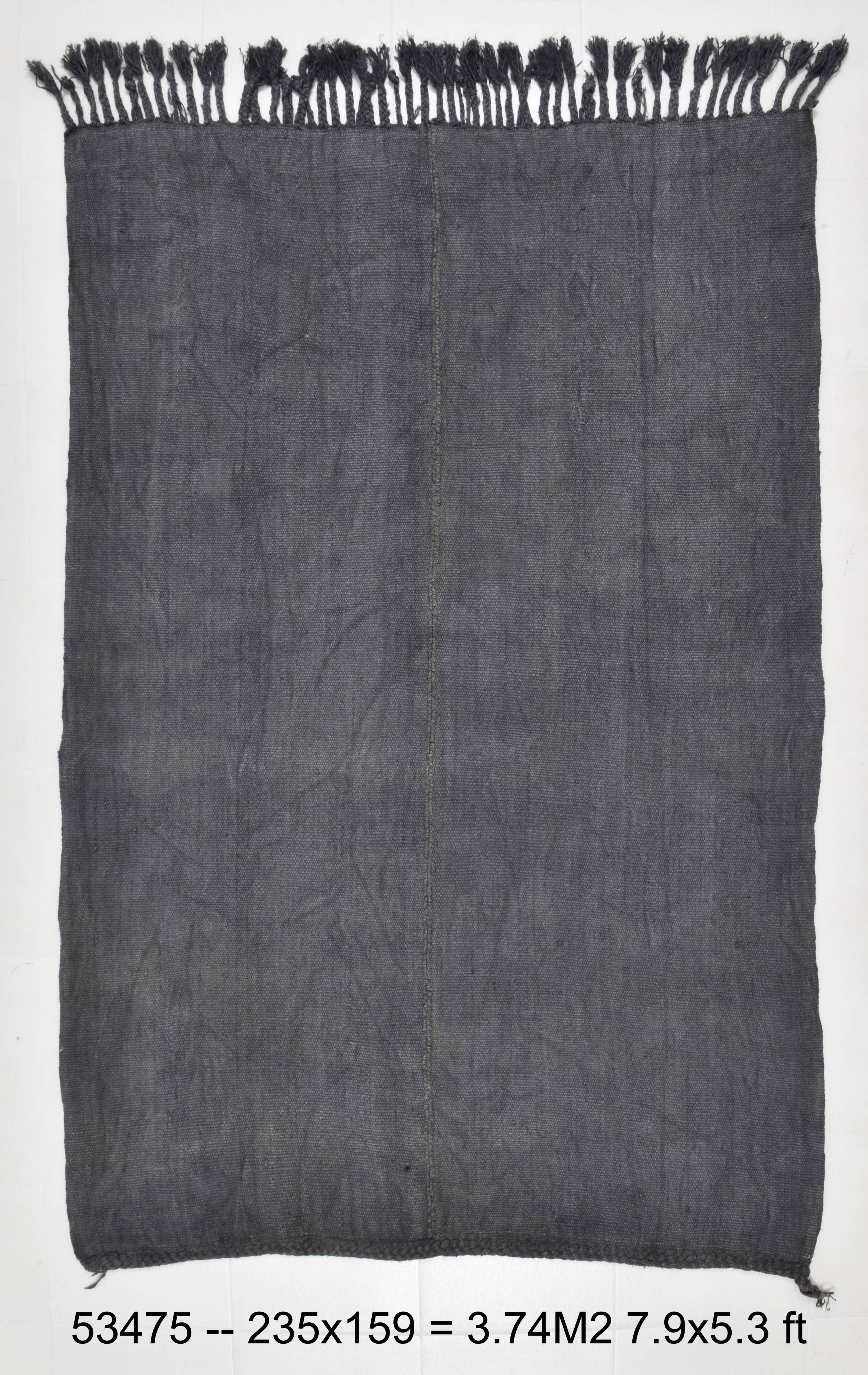5x8 Anthracite Grey Handwoven Vintage Kilim Rug, 159x235 Cm