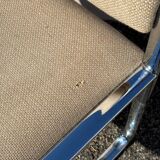 Vintage steel and beige fabric sleigh chair