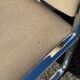 Vintage steel and beige fabric sleigh chair