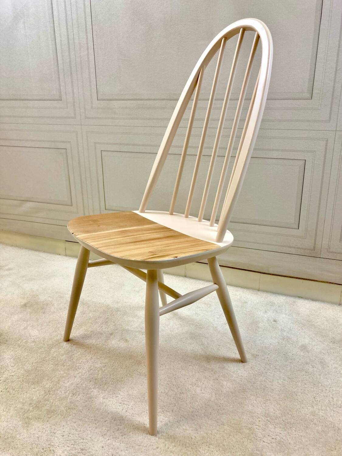 Renovated vintage Ercol Quaker chairs – cream white shade