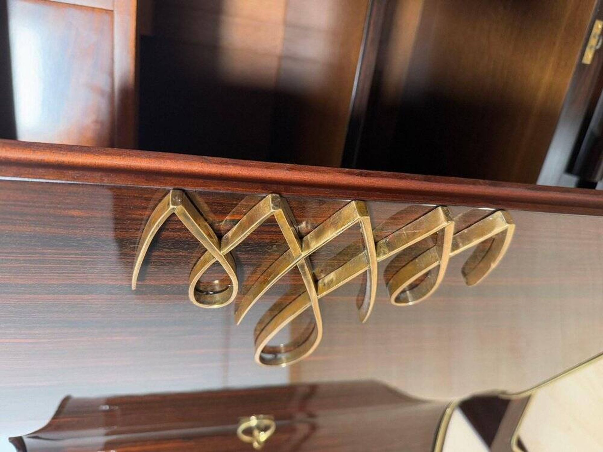 Art Deco Sideboard in Macassar Ebony and Brass, Paris, 1930s