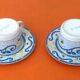 Two Real Stoneware Coffee Cups / Saucers