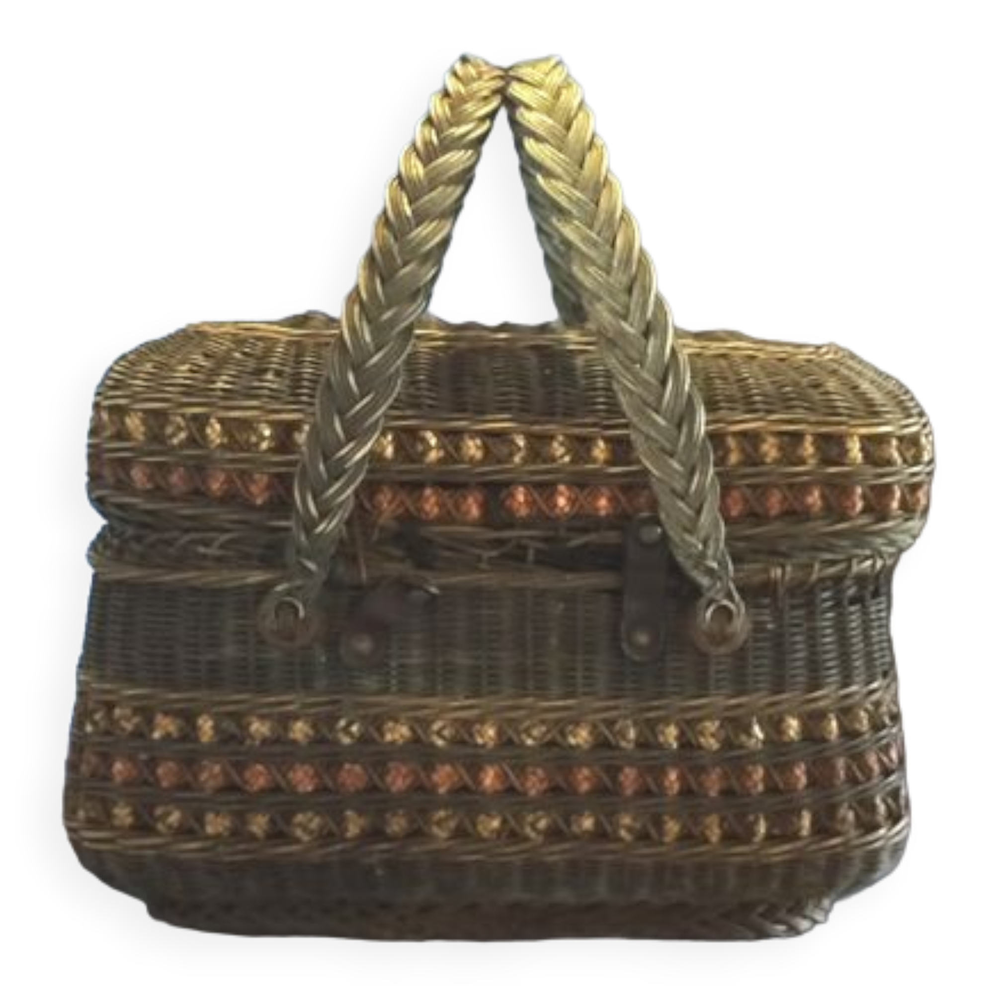 Braided wicker shopping basket