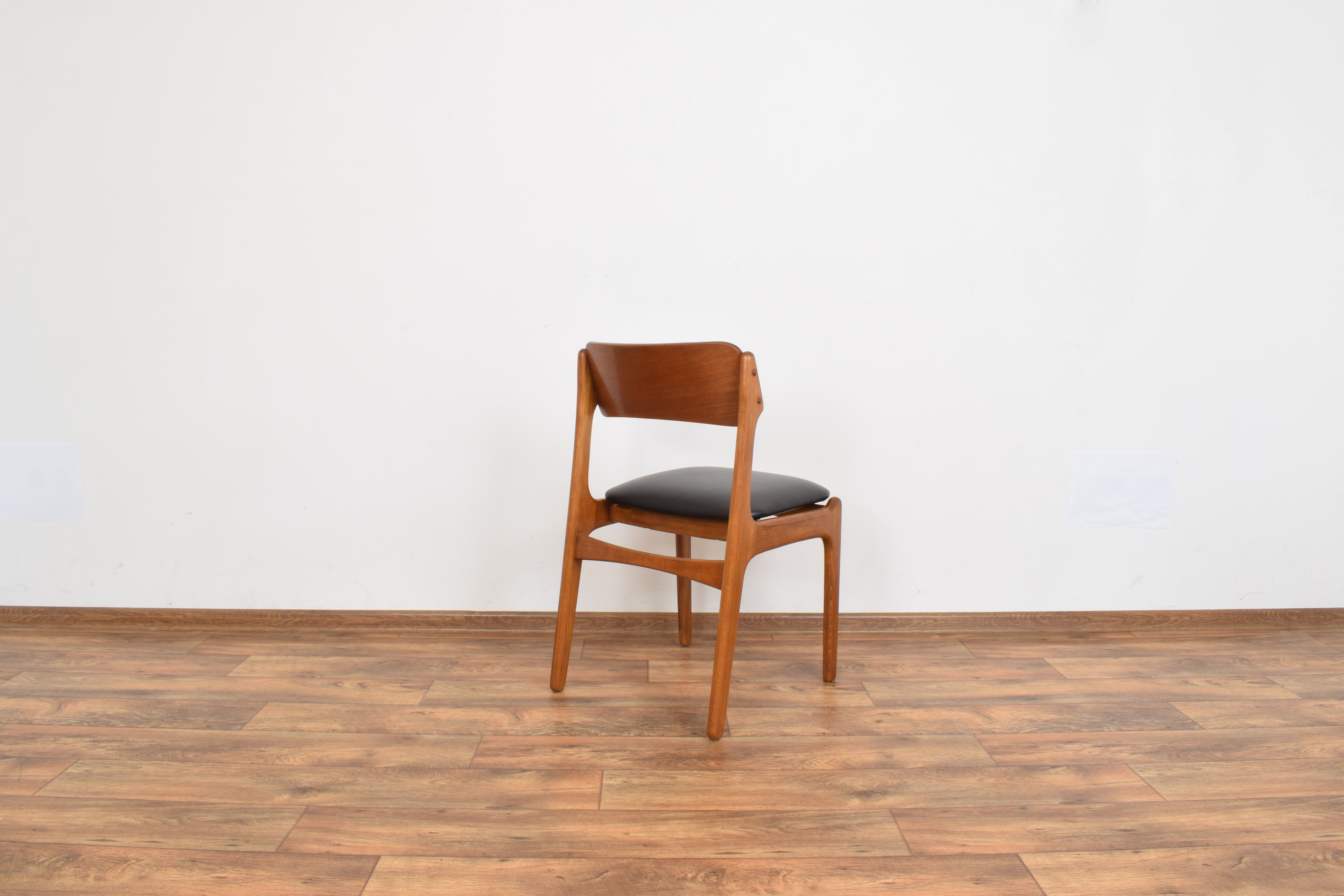 Mid-century danish teak & leather dining chairs by Erik Buch, 1960