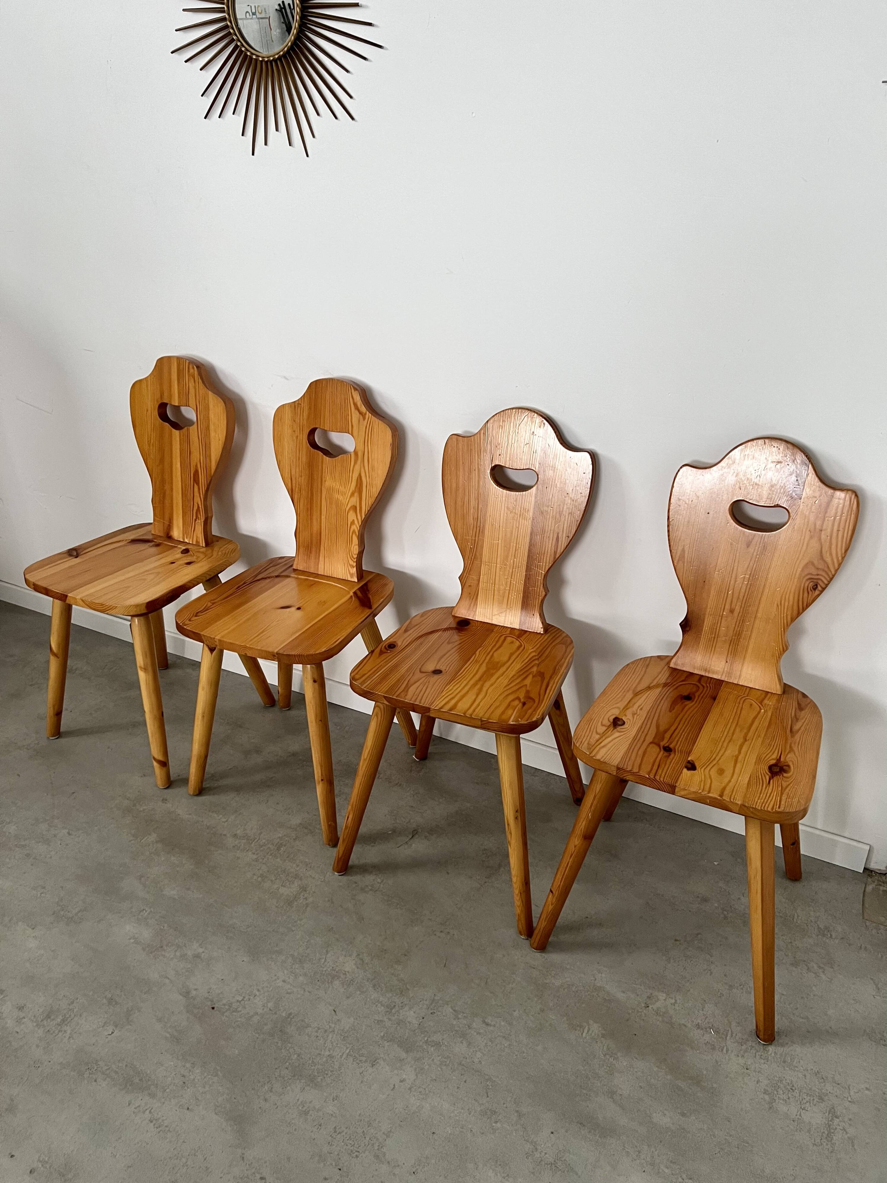 Lot 4 old farm chairs 60 vintage years