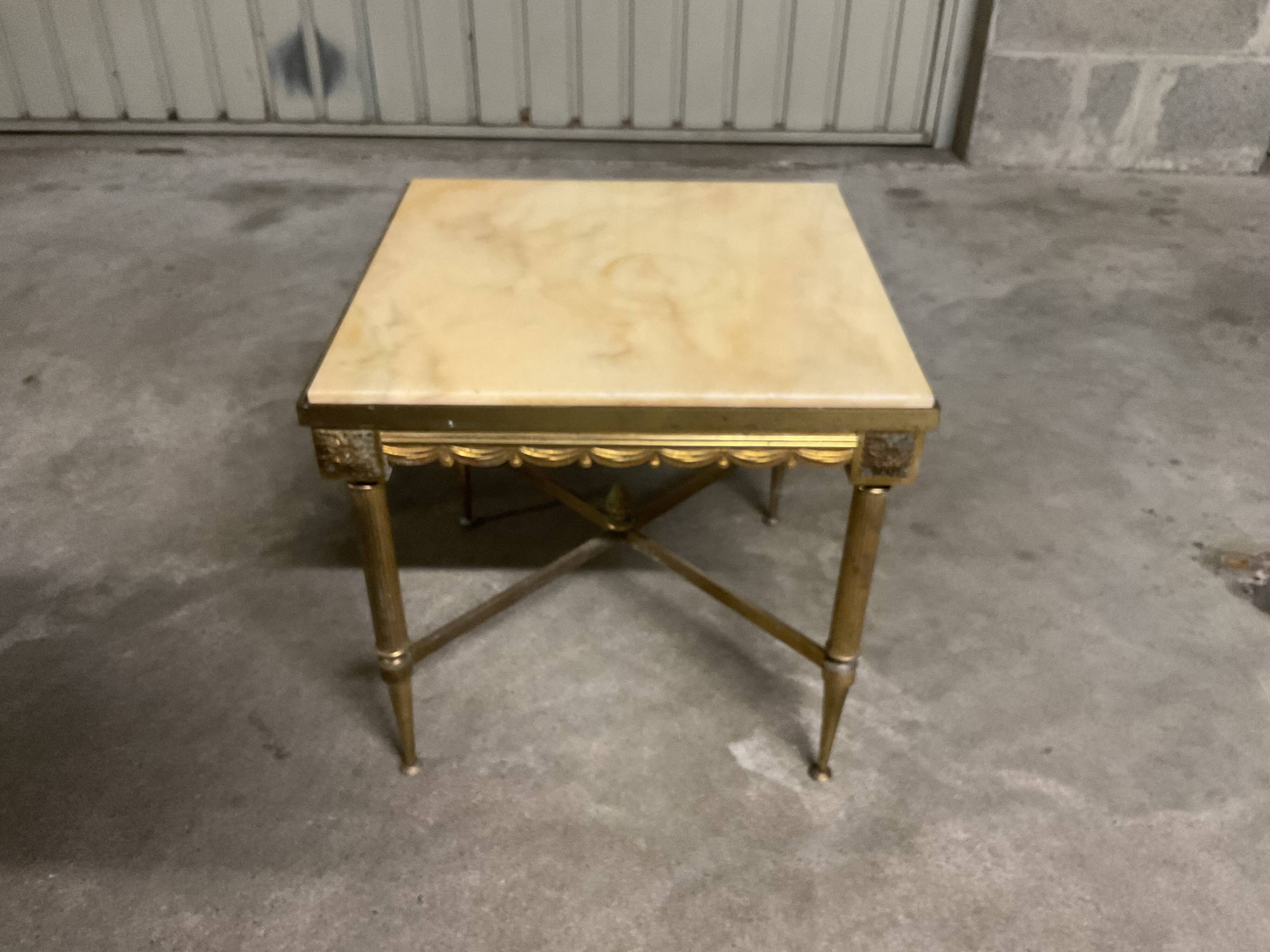 Table basse marbre et bronze style Louis XIV