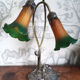 Brass lamp and glass paste water lily leaves