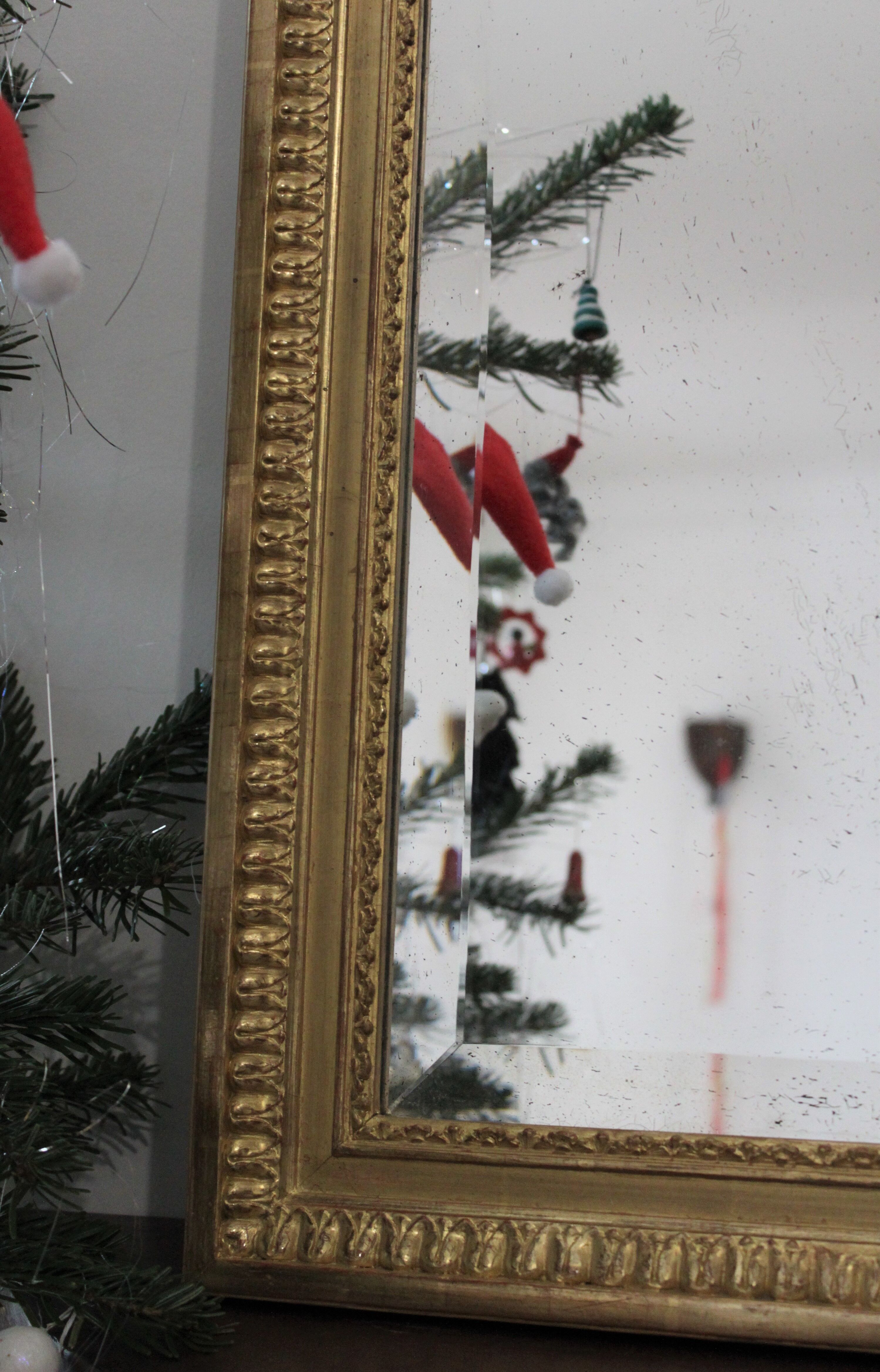 Golden gold leaf XIX mirror with an ancient bevelled ice cream 77x131cm