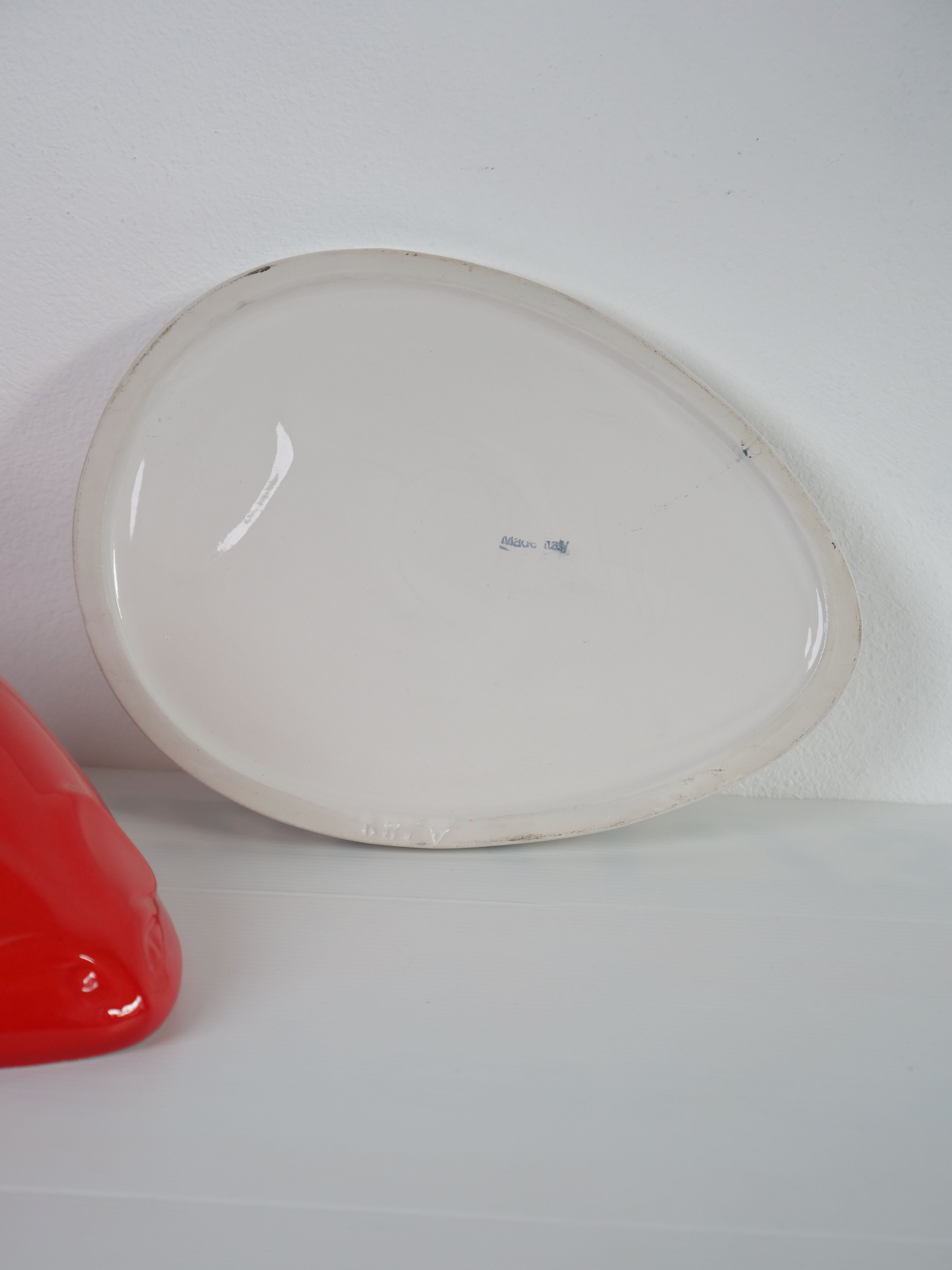 Cheese bell mouse red ceramic design vintage Italy