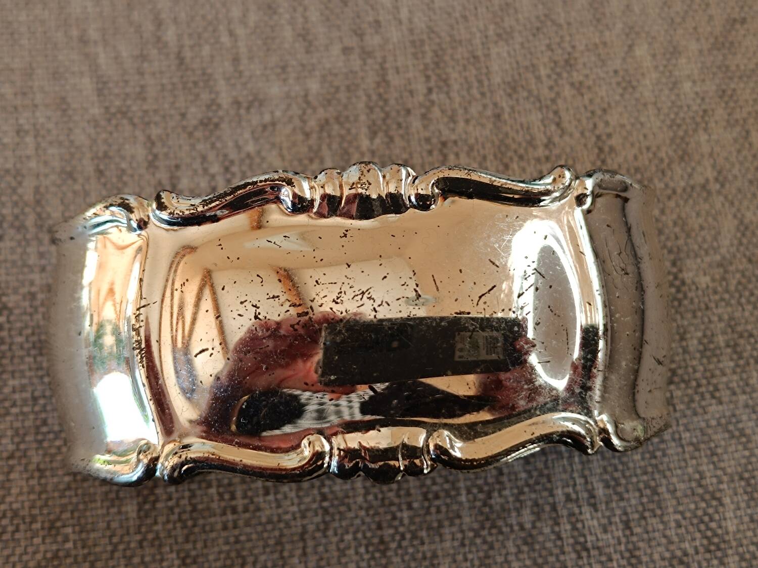 Set of 5 silver metal napkin rings