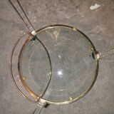 Round table in glass and brass and acrylic columns, 1980