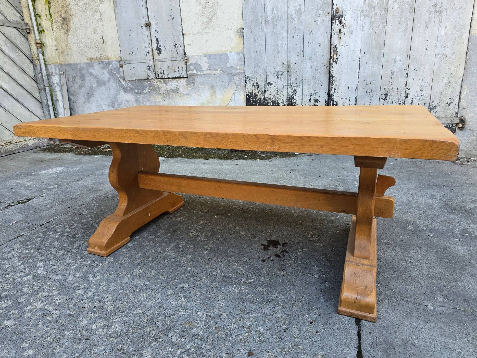 Large monastery table in solid oak – French handcrafted.