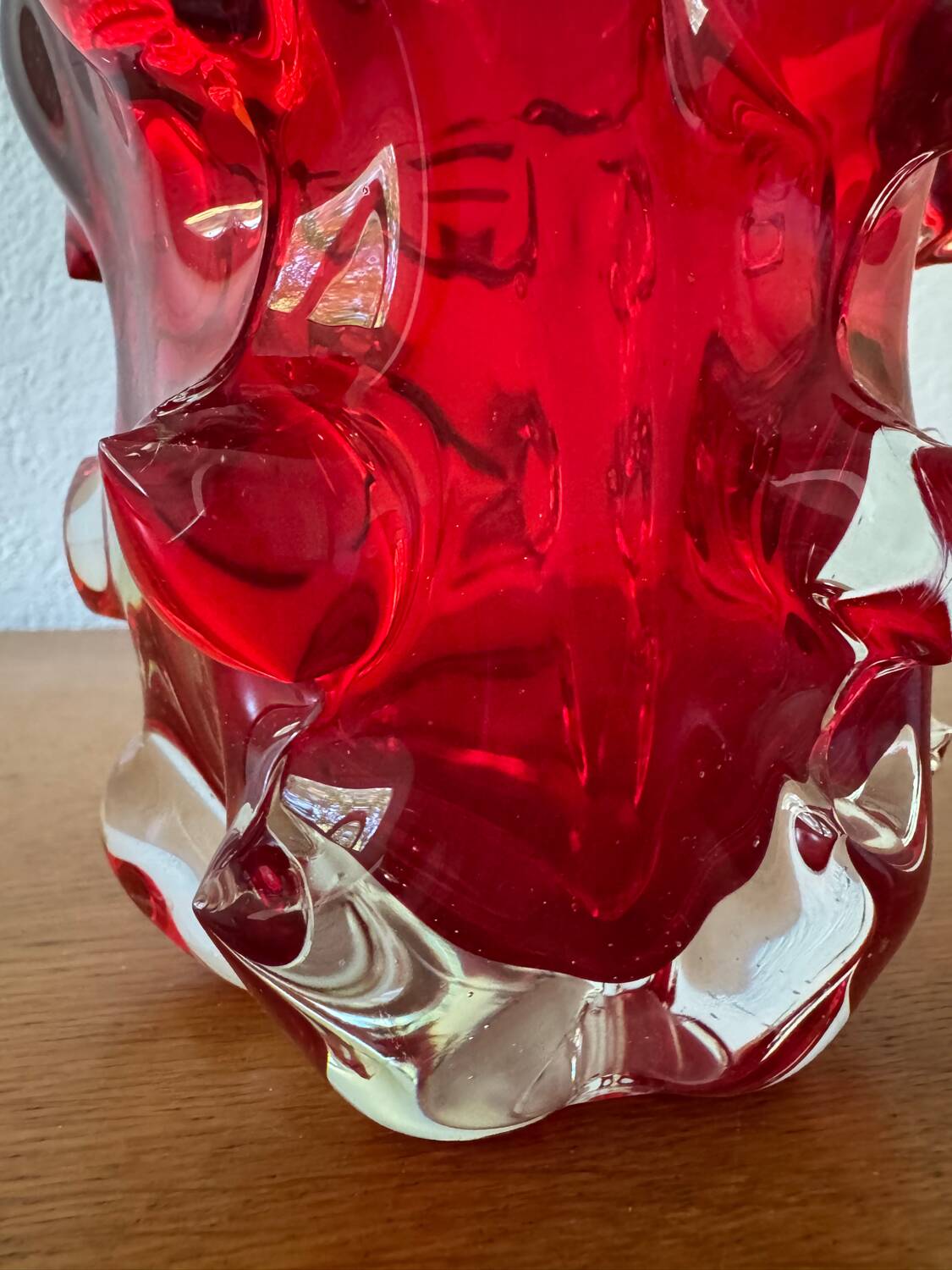 Red Murano glass vase from the 70s