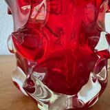 Red Murano glass vase from the 70s