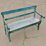 A Gorgeous Antique Green Wooden Indian Bench