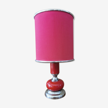 Lampe vintage années 70 chromée et rouge