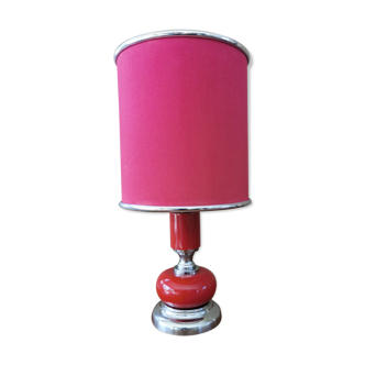 Lampe vintage années 70 chromée et rouge