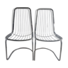 Pair wired steel living room chairs, 1970