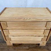 Commode vintage moderniste en orme massif 3 tiroirs