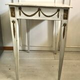 Petite table en bois à patine or et blanc cassé, XIX ème