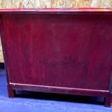 Wood and rattan commode Maugrion vintage 1980s