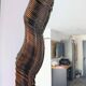 Large wooden wall mirror - wavy carving and natural patina