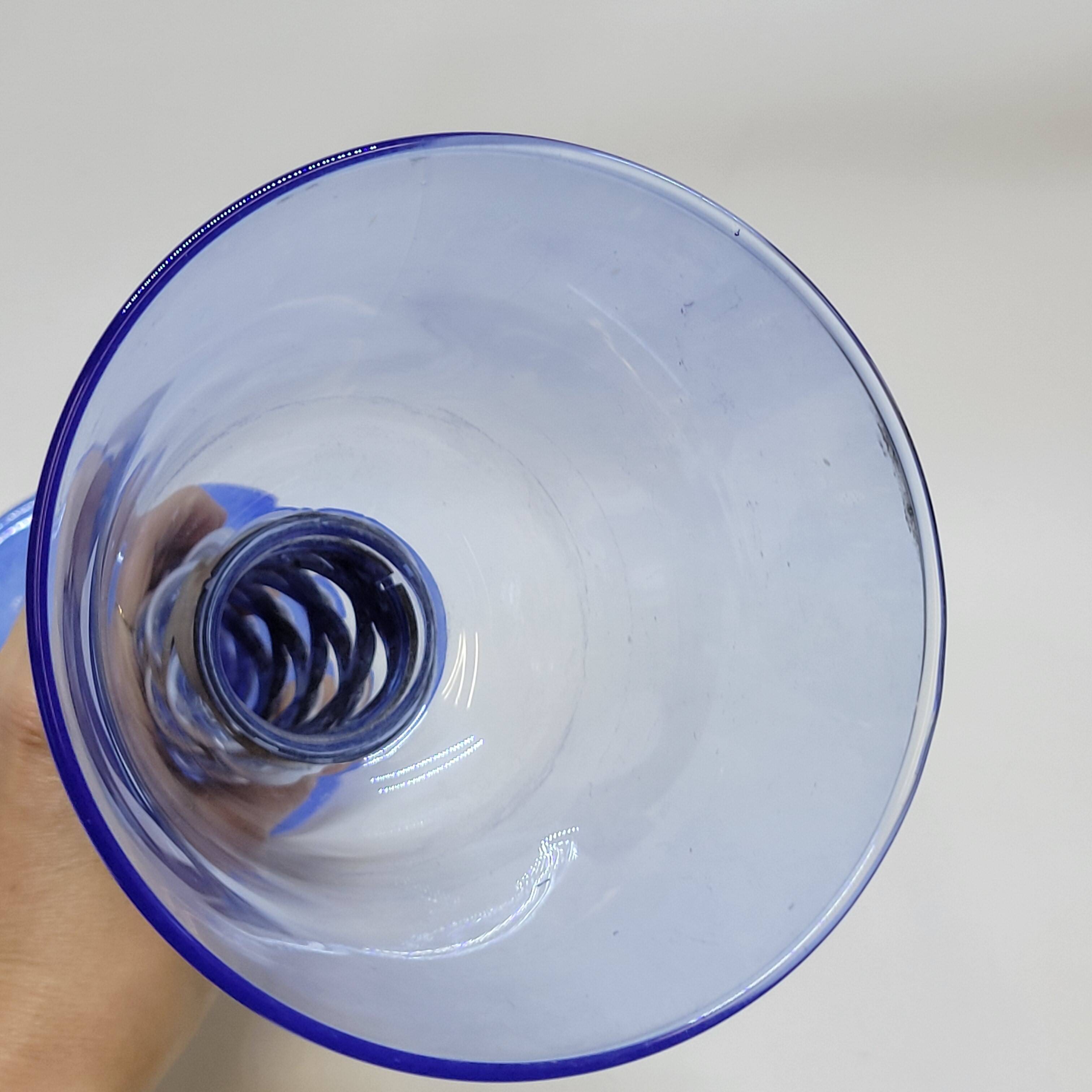Pair Of Blue Glass Tealight Holders Blown In Cage Dlg Felipe Derflingher