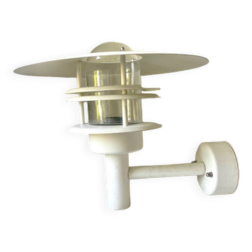 Classic Danish MCM Outdoor Metal Wall Lamp in White