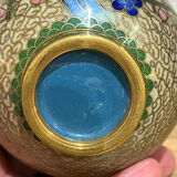 Antique vase with cloisonné enamel in brass