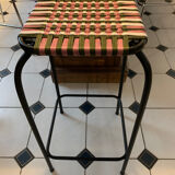 Tabouret de bar en métal tissé à la main en cordes colorées