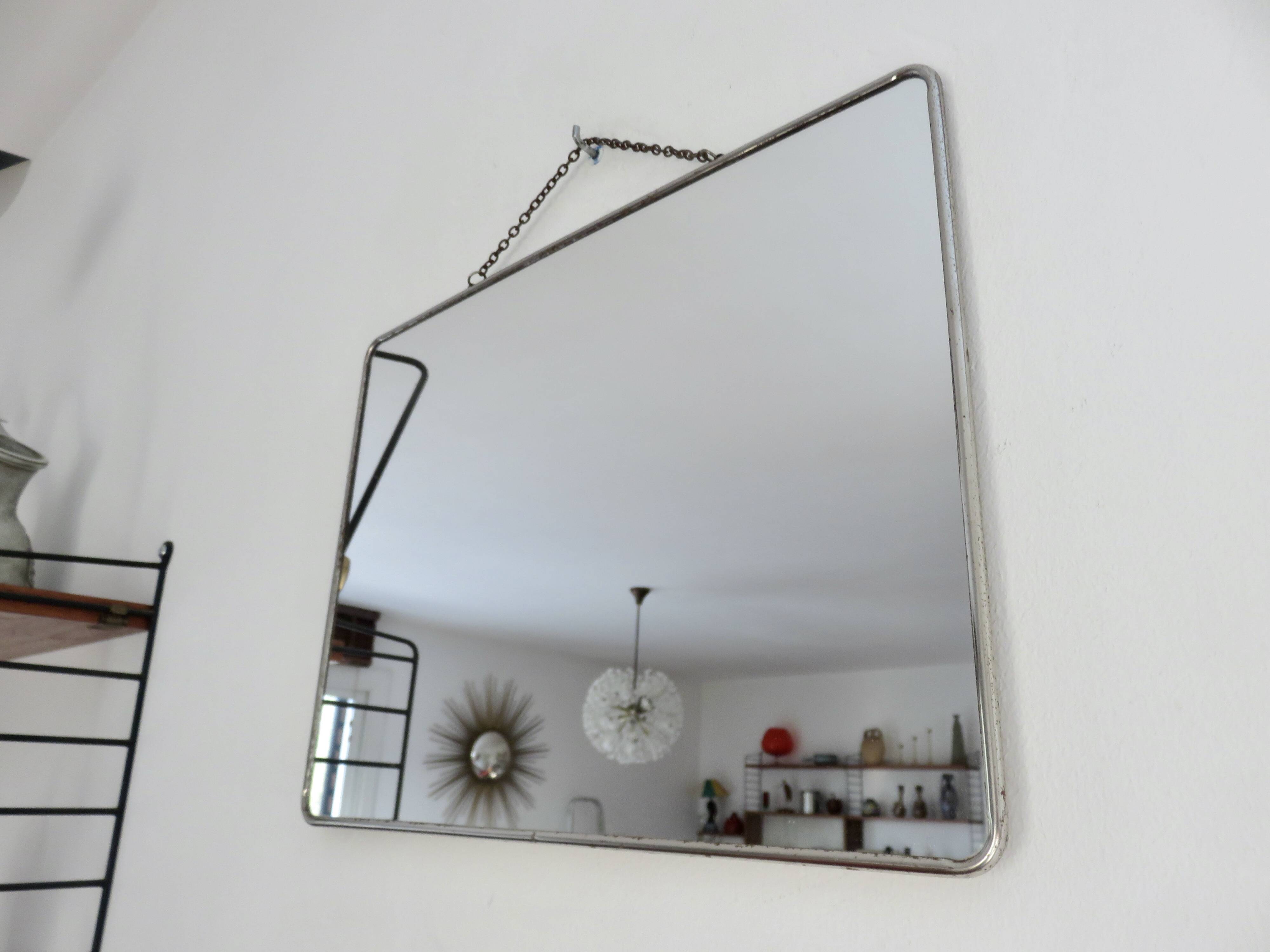 Very old XXL barber mirror with chain, art deco 40s 50s