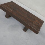 Brutalist belgium oak sleeper mid-century coffee table