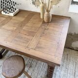 Paneled walnut desk with turned legs, 1900