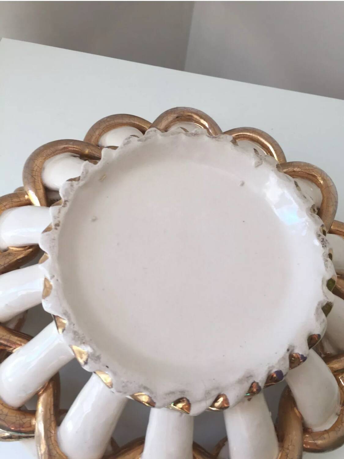 Vintage Vallauris Gold Twisted Basket Bowl? Saint Clément? Émile Tess