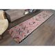 1970s Turkish Oushak Handmade Wool Cotton Pink Runner Rug 83x331