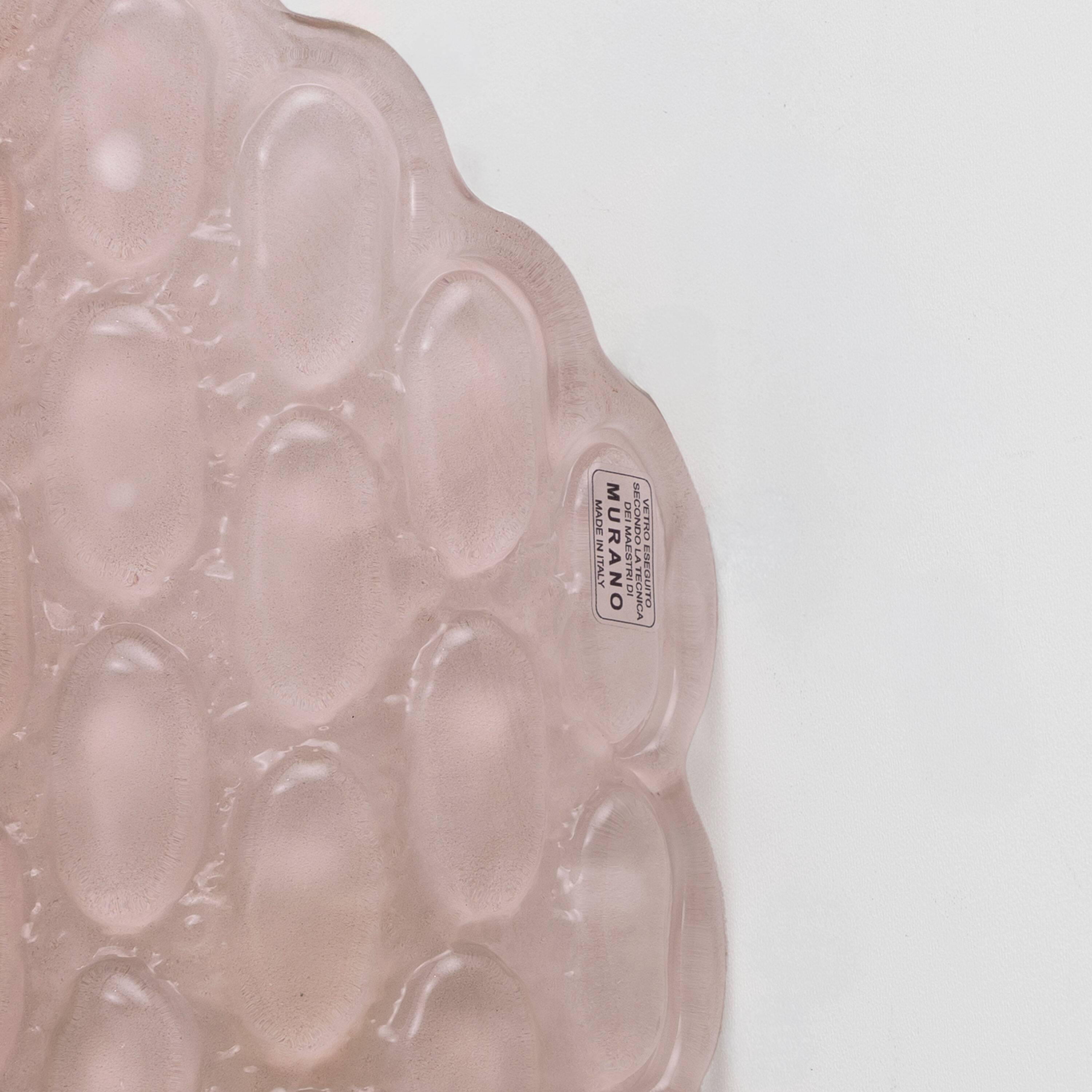 Pair of Pink Murano Glass Wall Sconces with Textured Relief