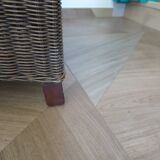 2 armchairs in woven rattan and wood, 1980s