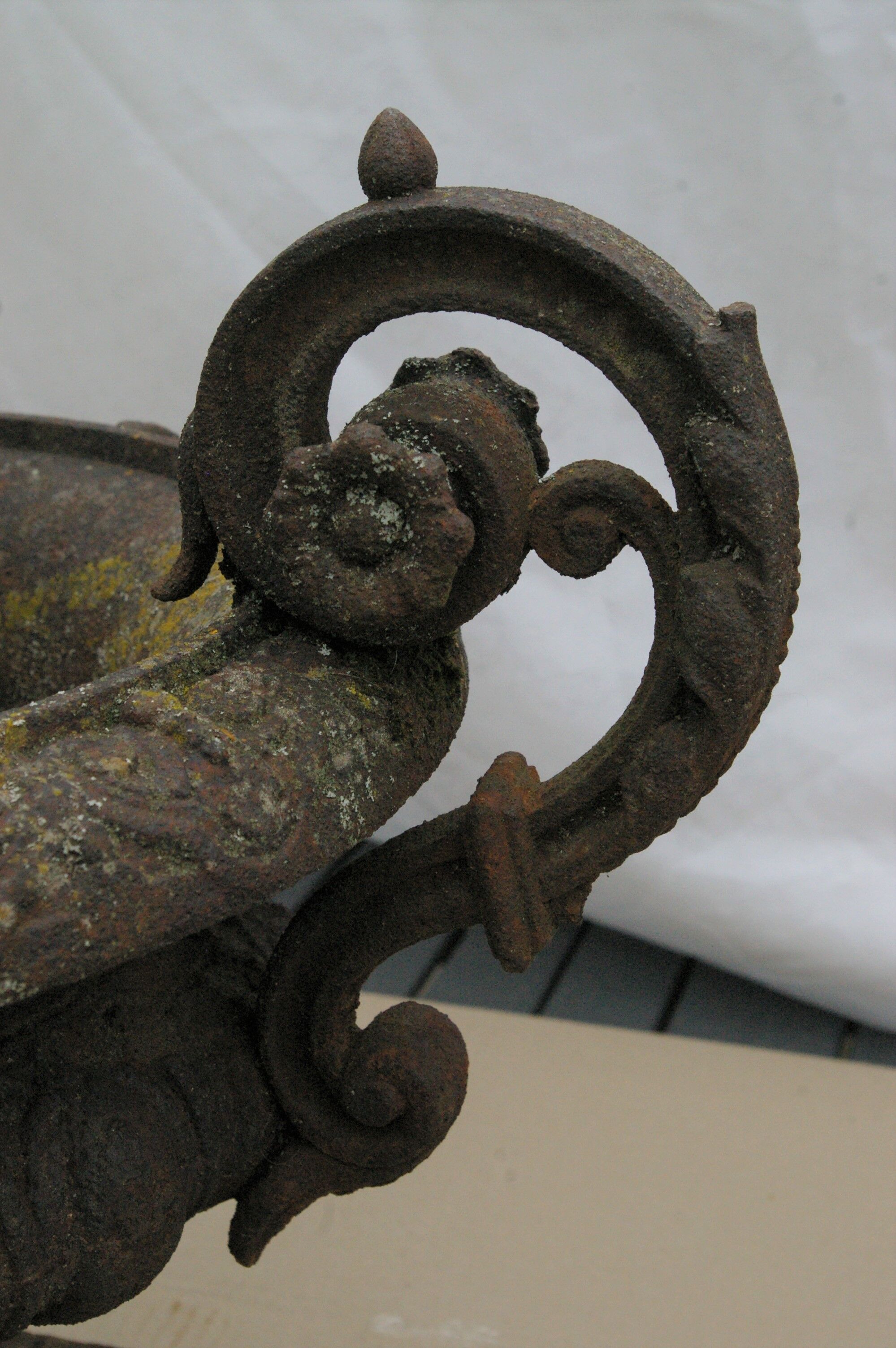 Paire d'anciens vases Médicis de jardin en fonte de fer