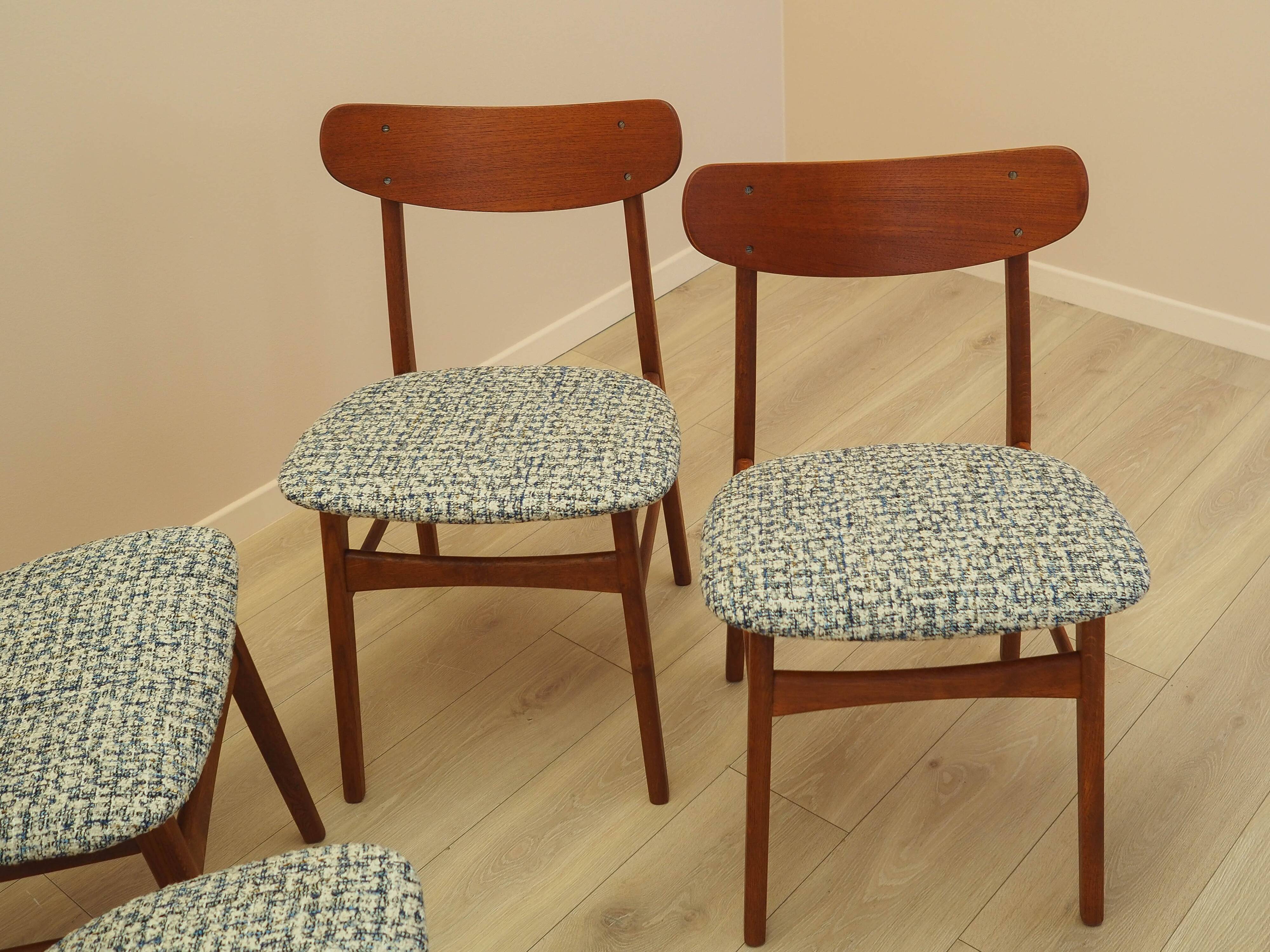 Set of four teak chairs, Danish design, 1970s, made in Denmark