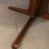 Table scandinave ronde vintage à pied central étoile extensible Baumann