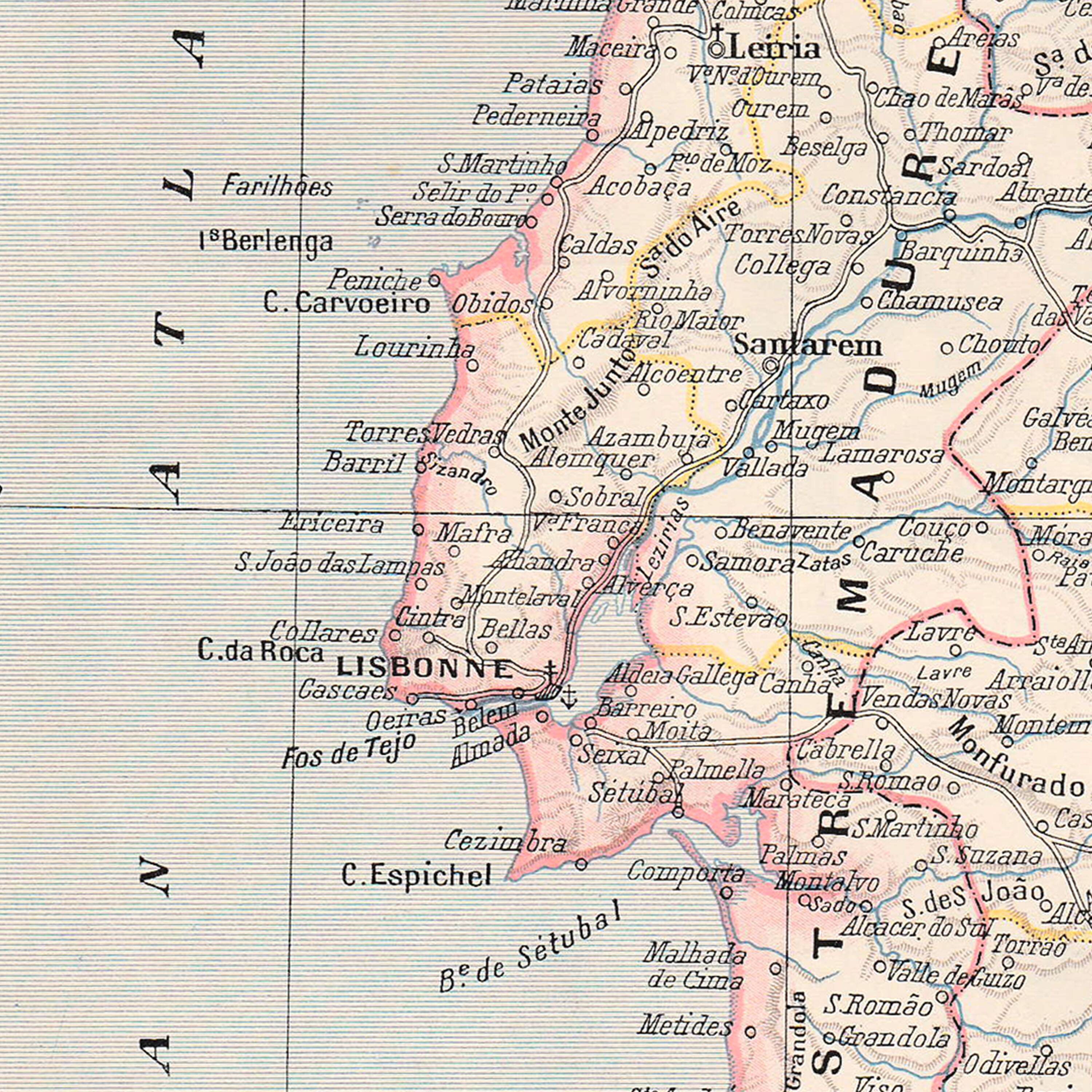 Carte ancienne Portugal fin 19ème