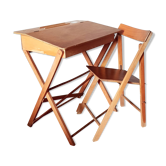 Bureau enfant en bois avec sa chaise pliante