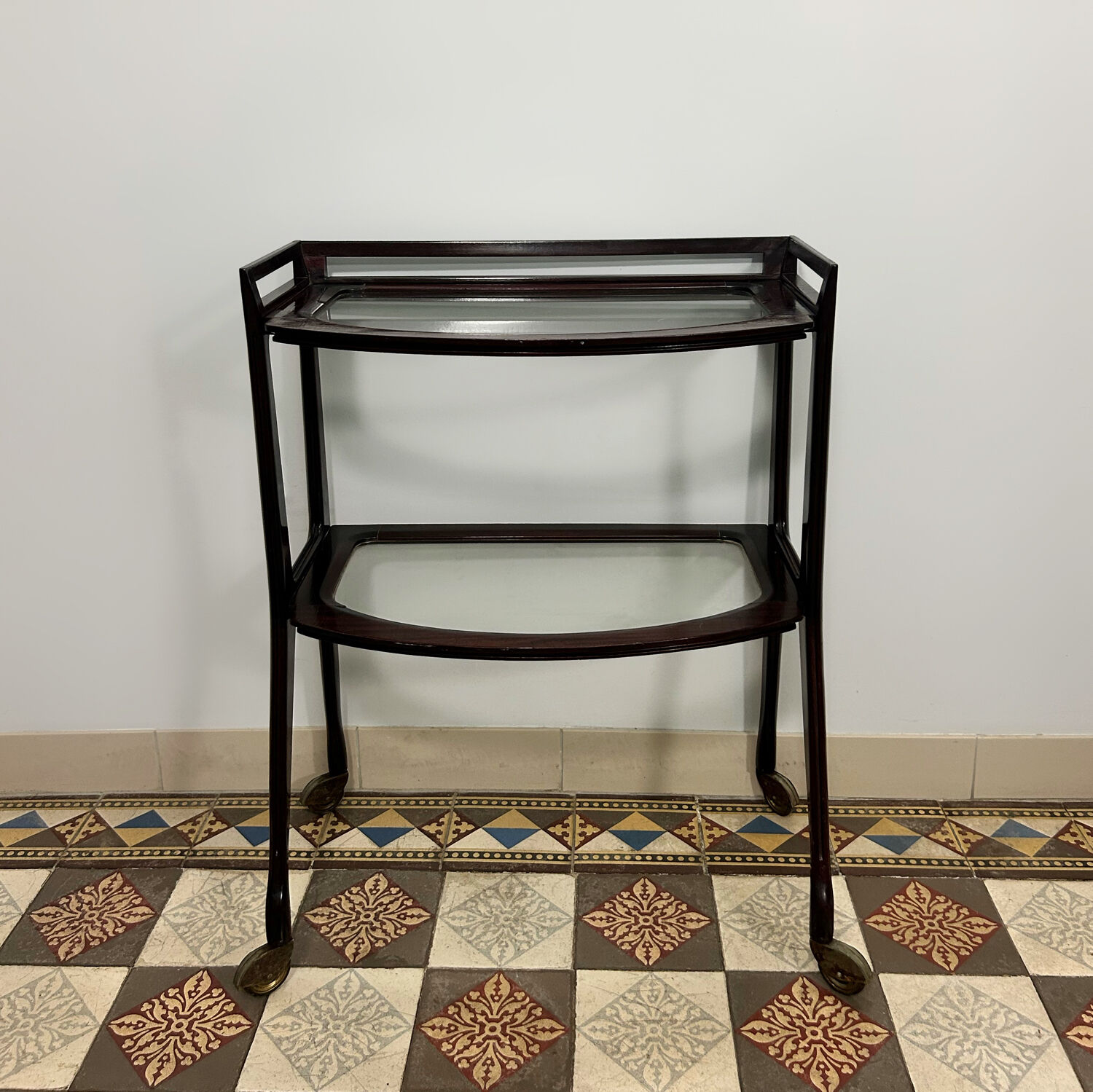 Mahogany and glass server from the 1950s