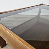 Teak coffee table with smoked glass top
