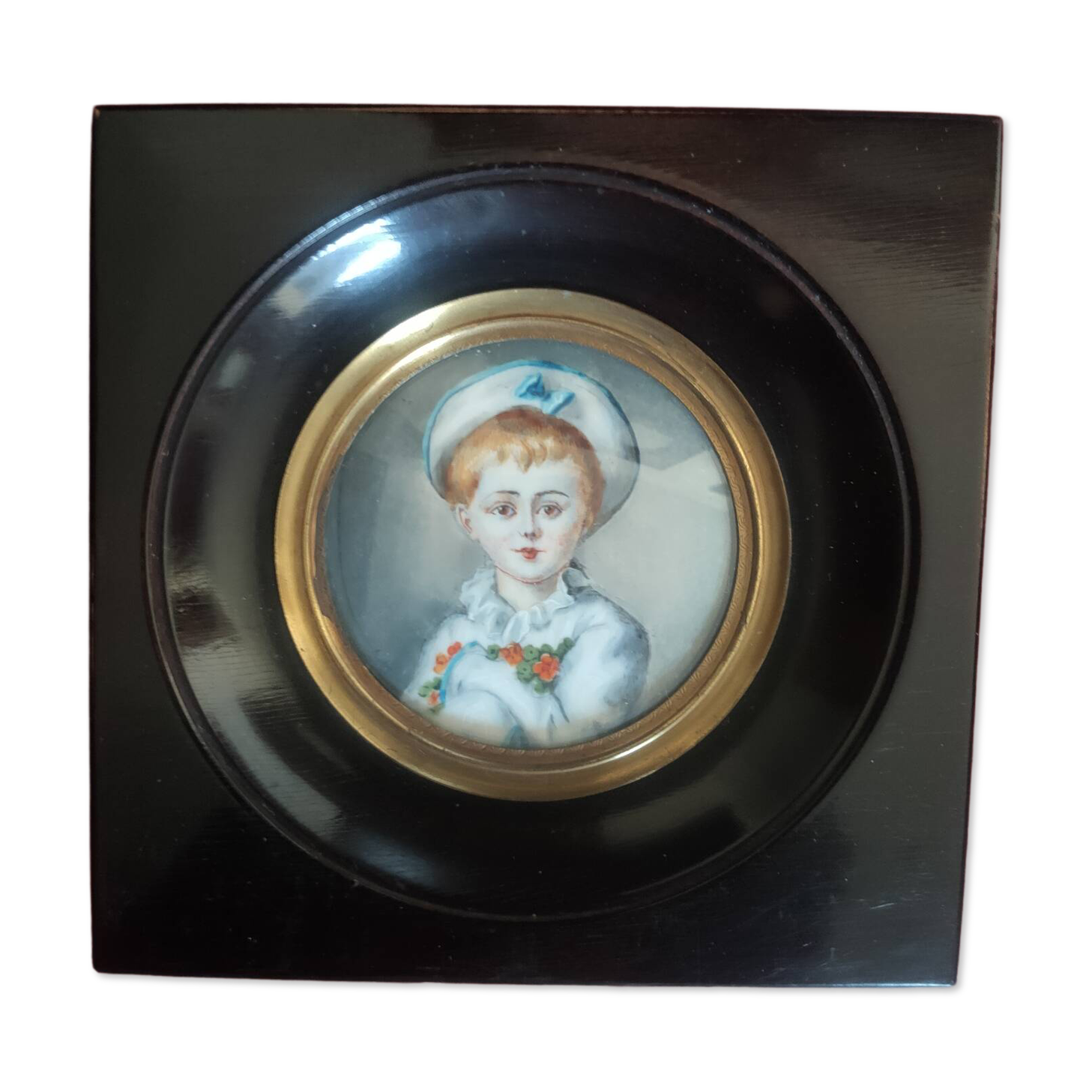 Peinture miniature sous cadre Napoléon III