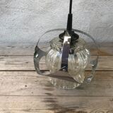 Vintage 70s molded glass hanging lamp