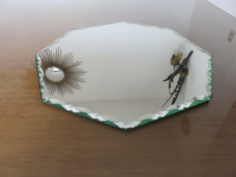 Beveled octagonal mirror 40s 50s 31x31cm