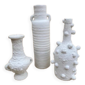 Set de 3 vases vintage blanchis