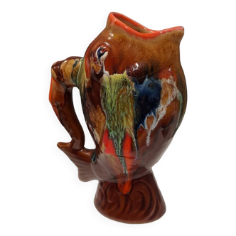 Vallauris earthenware fish pitcher vintage 1970
