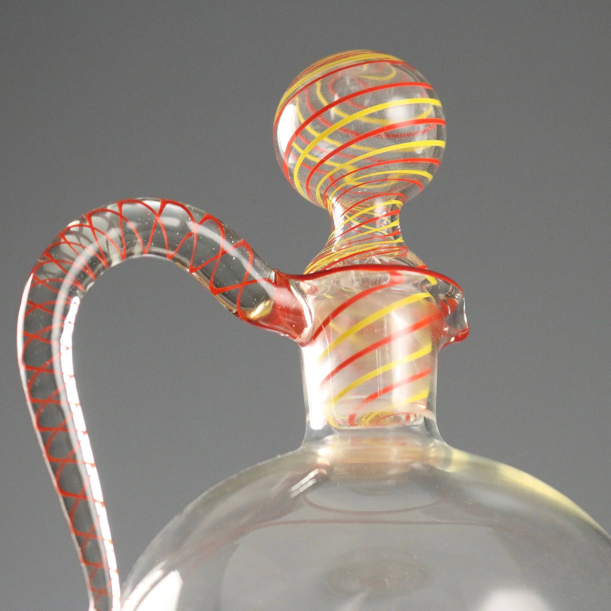 Antique blown glass carafe, Murano manufacture, Italy, 20th century